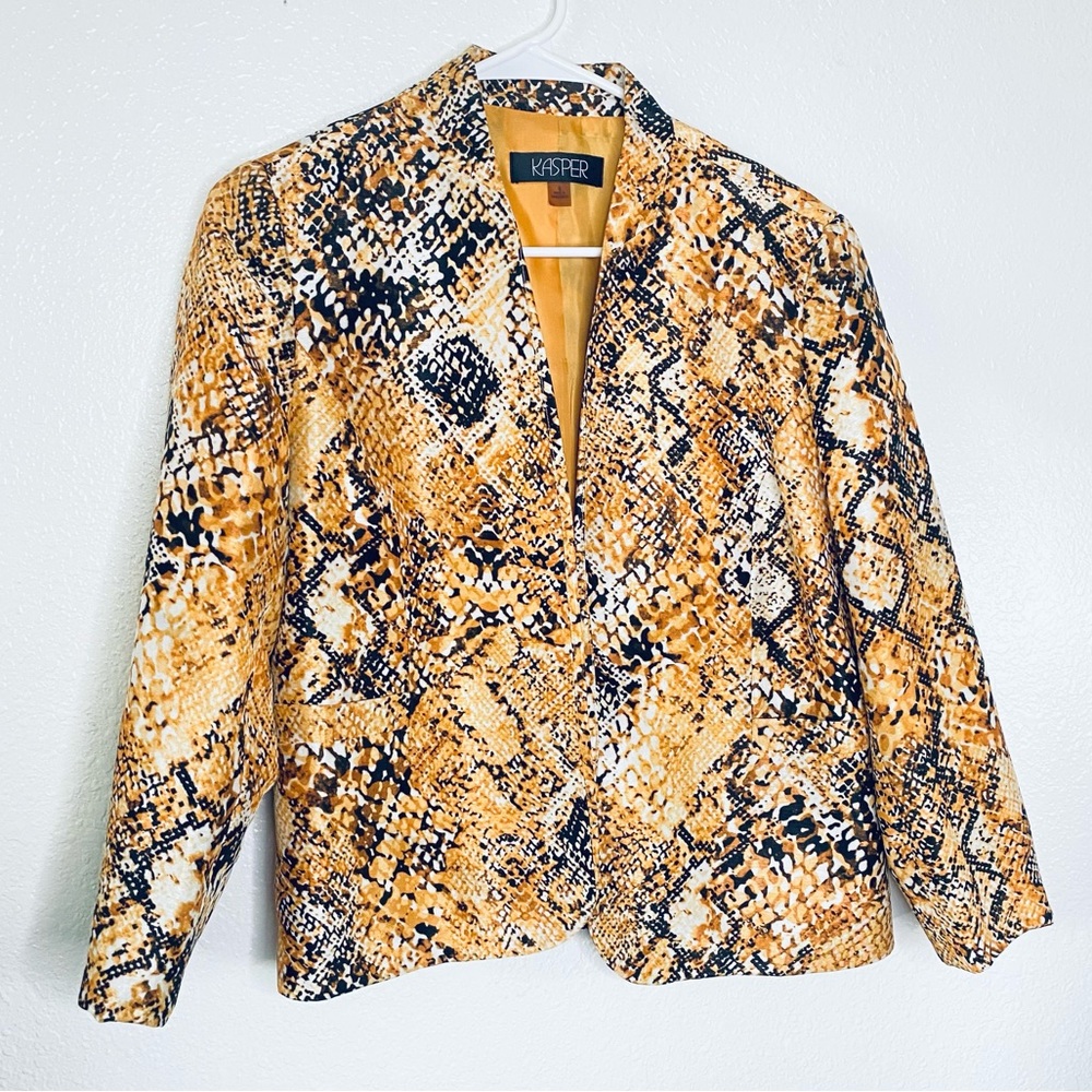Kasper Snake Print Gold Boho Open Front Shimmer B… - image 1
